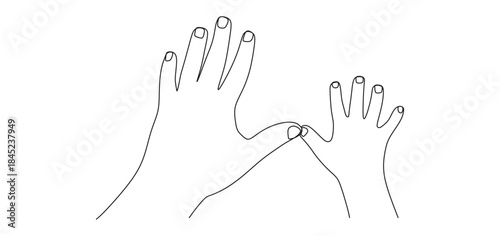 continuous line vector design of adult and small child's hands eps 2