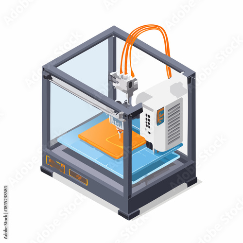 3D Printer Isometric Illustration.