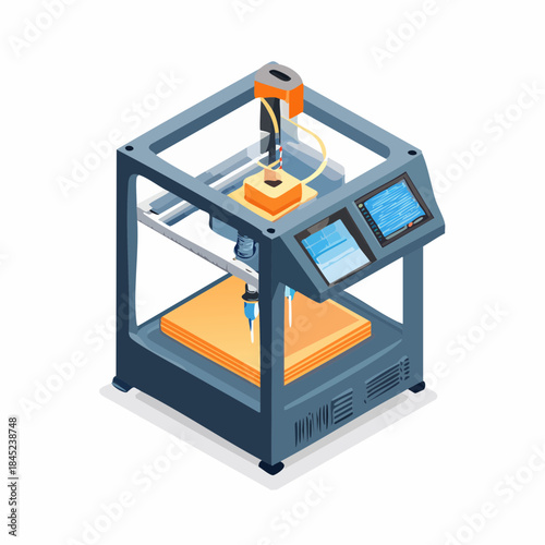 3D Printer Isometric Illustration.