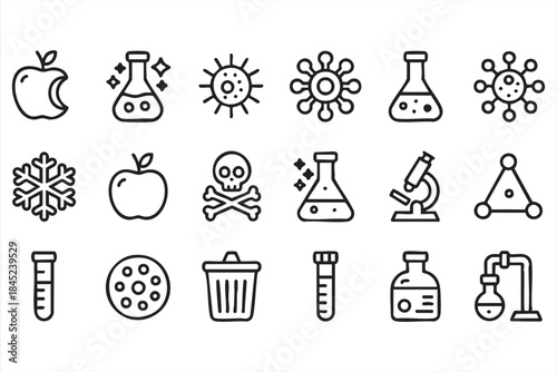 Laboratory Science Outline Icons for Web and App Interfaces