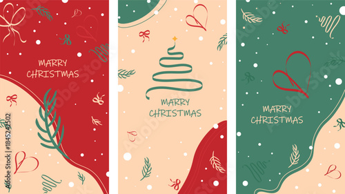 vector illustration of christmas background, snow season, christmas card, new year card invitation