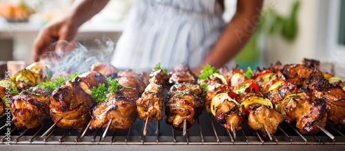 Grilled Skewers with Fresh Herbs.