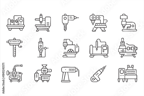 Manufacturing Machinery Icons for Industrial Web Interfaces
