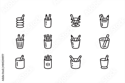 Asian Takeout Noodles Icons with Chopsticks for Delivery Apps