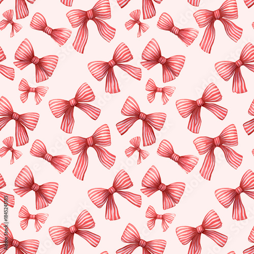 Beautiful pink bows create charming and playful pattern on soft background, perfect for adding touch of whimsy to any design project