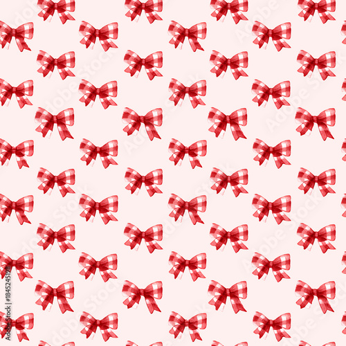 Red checkered bows create charming and festive pattern, perfect for holiday decorations or gift wrapping. playful design adds touch of whimsy and warmth to any project