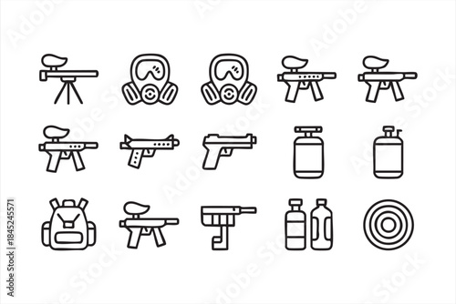 Tactical Paintball Marker and Airsoft Equipment Icons