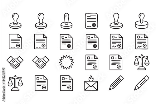 Business Contract Workflow Icons for Web and App Interfaces