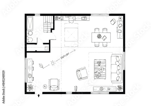 Modern Home Floor Plan Blueprint Open Concept Layout Design for Living Spaces layout architecture interior design icons exclusive