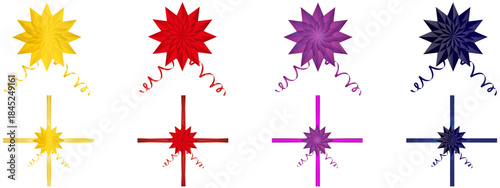 Realistic ribbon. Ribbon collection. Holiday gift decoration, Valentine present, Christmas present tape knot, shiny sale ribbons set. Vector illustration Christmas tie for gifts on white background