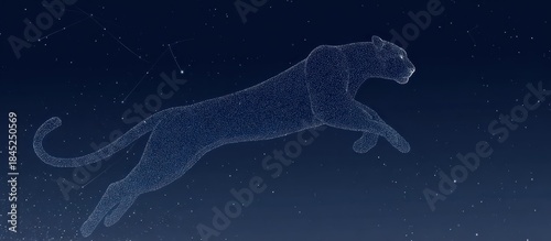 Leaping Panther Constellation in the Night Sky.