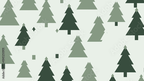 Green Evergreen Trees Seamless Pattern Minimalist Winter Design