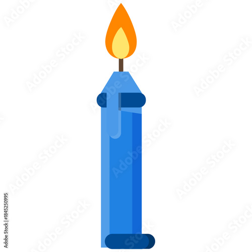 Blue Wax Candle With Flame