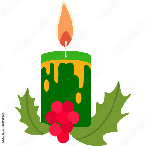 Color Wax Candle With Flame