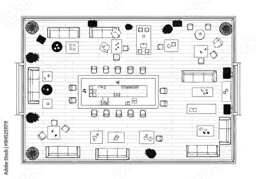 Modern Open Plan Living Space Layout Blueprint Top View Architectural Design layout architecture interior design icons exclusive