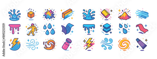 Colorful abstract fluid icons collection with diverse elements i