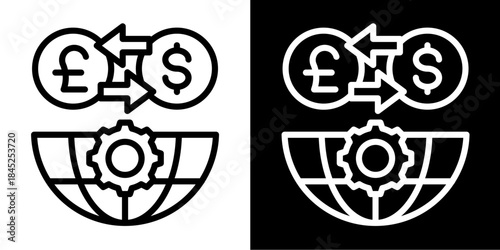 Exchange Rate Icon Set White Style Collection