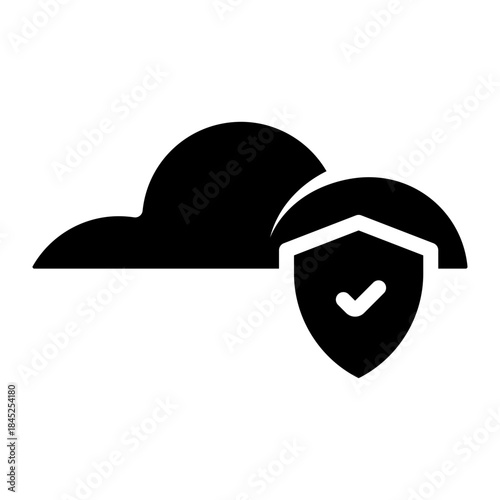cloud server secured glyph icon
