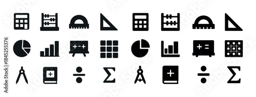 Collection of mathematical and geometric tool icons in black