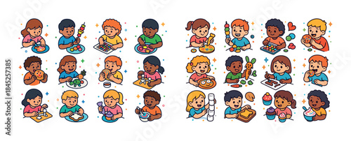 Diverse children engaging in fun creative and educational activi