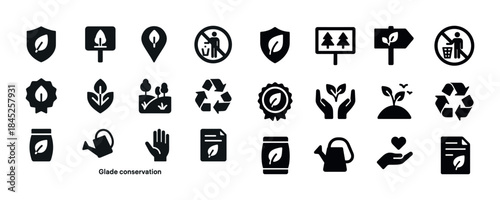 Eco-friendly icons collection: conservation, recycling, nature p