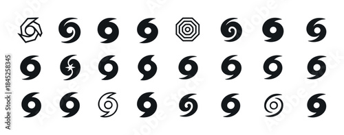Collection of diverse hurricane icons in various styles and desi