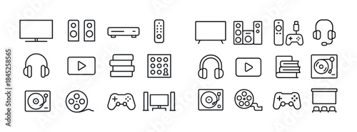 Minimalist icons for entertainment and media devices