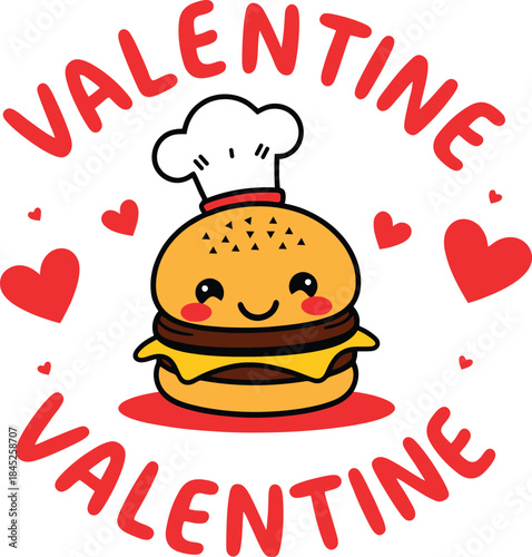 Burger Valentine T Shirt Funny Typography Vector