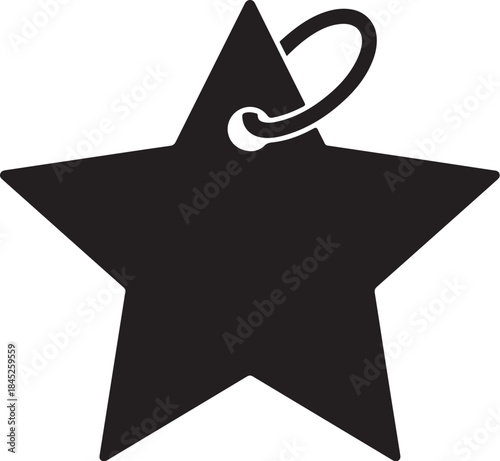 Star shaped tag icon with keyring loop