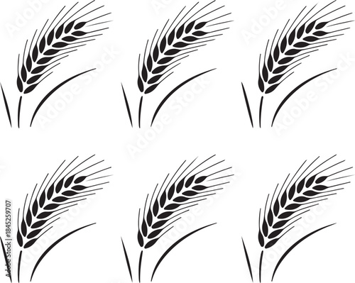 Six black wheat icons arranged in two rows
