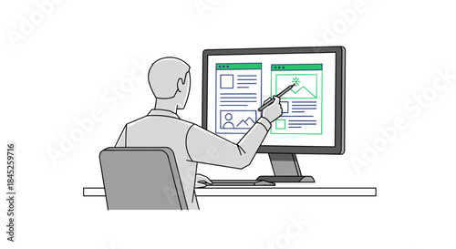  Interface designer refining while reviewing digital documents  