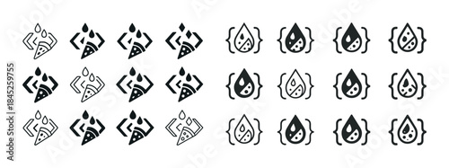 Abstract repeating geometric pattern of pizza and raindrop icons