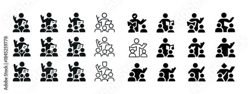 Diverse stick figure icons showing various teacher and student i