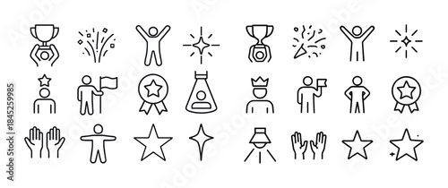 Icon set: achievement, celebration, and recognition symbols in l