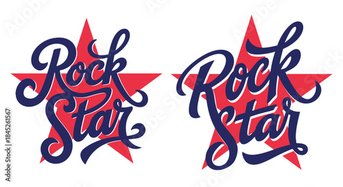 Set of hand-drawn rock star vector inscriptions on a white background