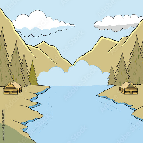 vector illustration of a mountain landscape