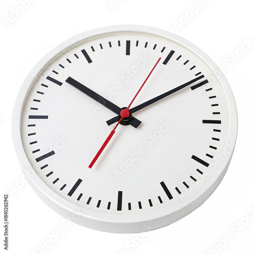 Free Download Time shown on a round clock with black and red hands in a standard design without any numbers isolated on transparent background - GFXLoad