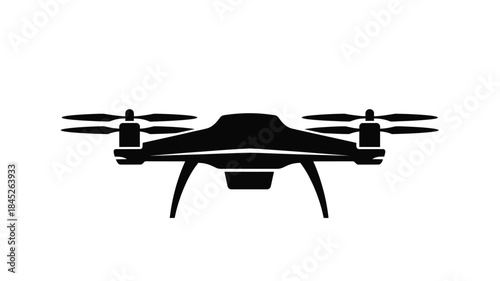 Black drone with four rotors a simple yet modern aerial view silhouette
