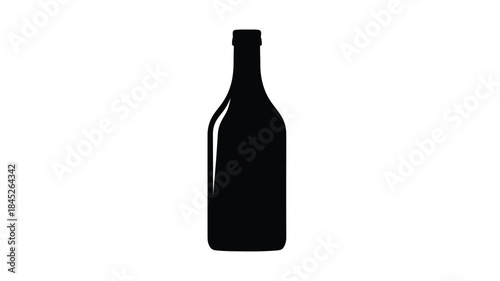 A striking black silhouette of a classic wine bottle
