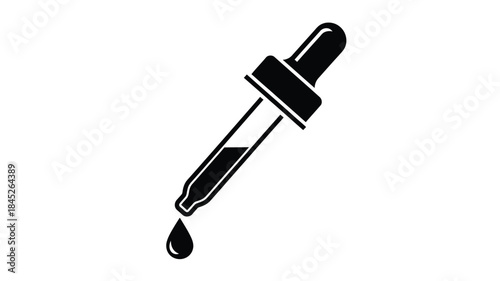 A simple black dropper icon against a white background silhouette