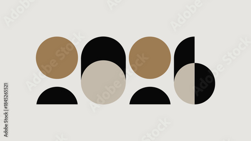 Modern geometric shapes in neutral tones