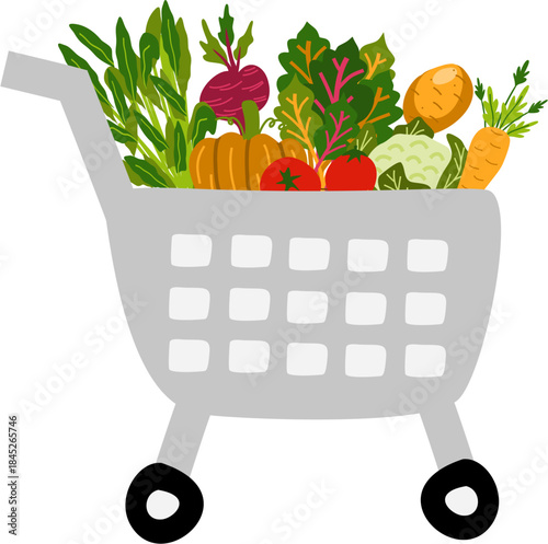 Fresh Vegetables in a Trolley or Shopping Cart
