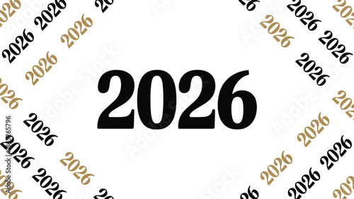Modern 2026 typography design with gold and black accents