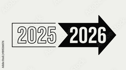 Modern timeline graphic with 2025 to 2026 transition