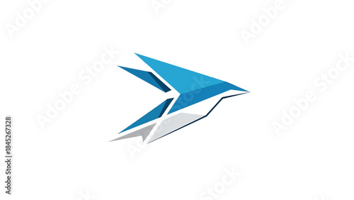 Abstract geometric bird or paper airplane logo, symbolizing speed, innovation, and freedom