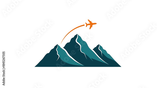 Minimalist Mountain Airplane Logo Design for Travel and Adventure Brands