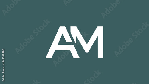 White Am Initials on Dark Teal Background