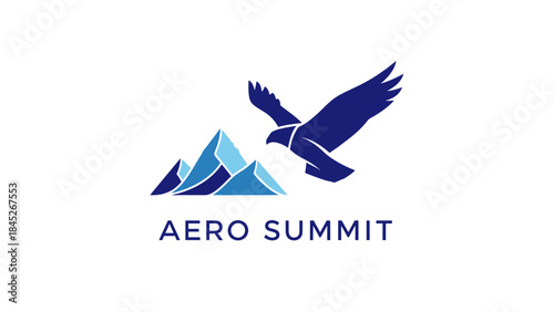 Aero Summit Eagle Soaring Over Mountains with Summit Logo