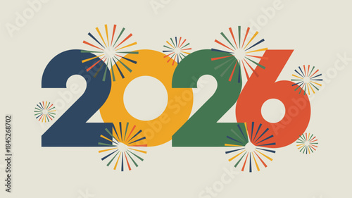 Vibrant 2026 celebration with colorful fireworks