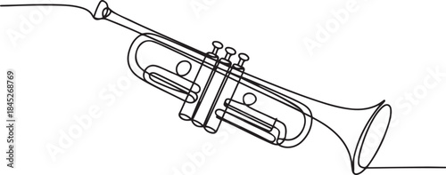 Vector continuous one single line drawing of music trumpet.one line  vector illustration  with out background